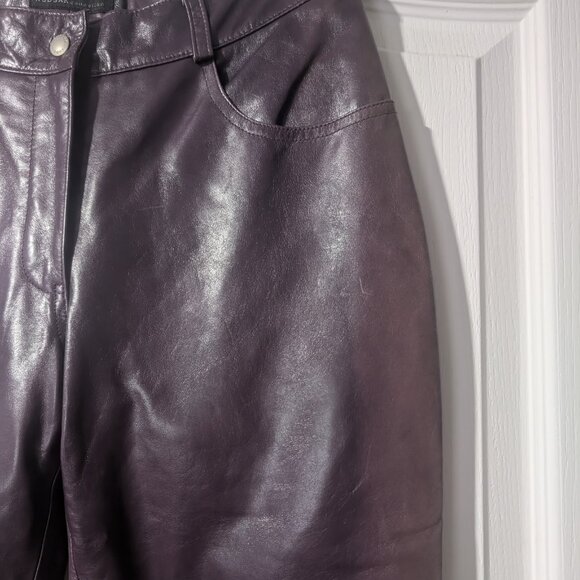 Rudsak | Women’s Bootcut Leather Pants In Eggplant With Faded Finish - Picture 8 of 15